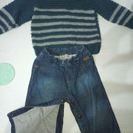 Conjuntos abrigos de lana + jeans 6 meses a 18 meses
