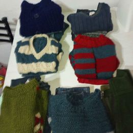 Conjuntos abrigos de lana + jeans 6 meses a 18 meses