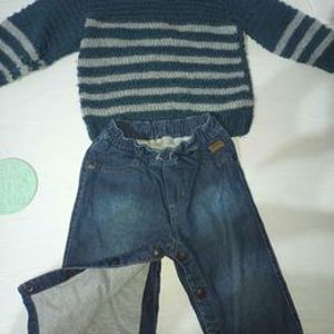 Conjuntos abrigos de lana + jeans 6 meses a 18 meses
